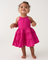 Pink Punch Open Back Tiered Dress with Bloomer