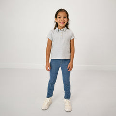 Light Heather Gray Puff Sleeve Polo