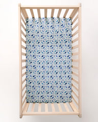Patchwork Indigo Fitted Crib Sheet