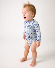 Patchwork Indigo Ribbed Bodysuit