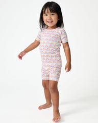 Pastel Rainbows Two-Piece Short Sleeve & Shorts Pajama Set