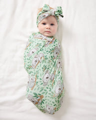 Koala Cuddles Swaddle & Luxe Bow Headband Set
