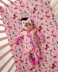 Pink Rancher Roundup Fitted Crib Sheet