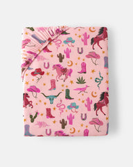 Pink Rancher Roundup Fitted Crib Sheet