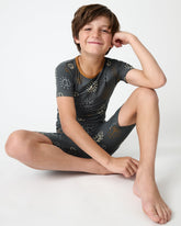Peace & Love Ribbed Two-Piece Short Sleeve & Shorts Pajama Set