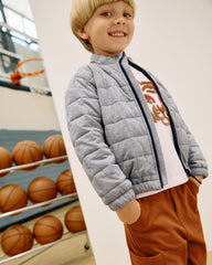 Heather Gray Quilted Track Jacket