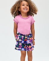 Blush Orchid Ribbed Ruffle Tee
