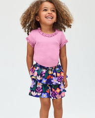 Blush Orchid Ribbed Ruffle Tee