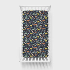 Navy Jurassic Jungle Fitted Crib Sheet