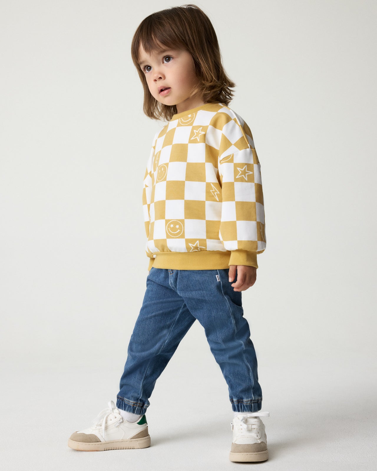 Cheery Checks Drop Shoulder Crewneck