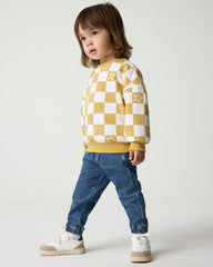 Cheery Checks Drop Shoulder Crewneck