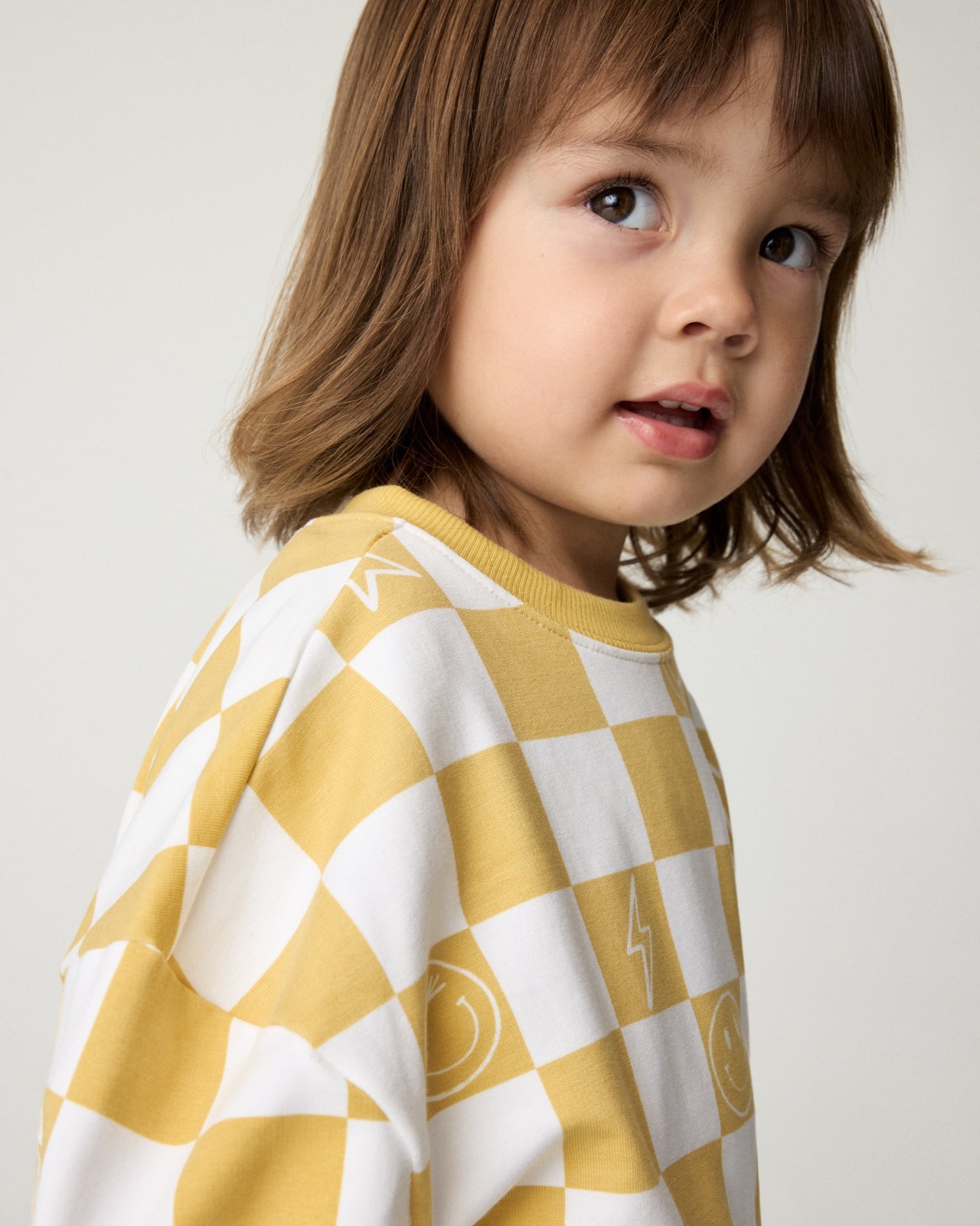 Cheery Checks Drop Shoulder Crewneck