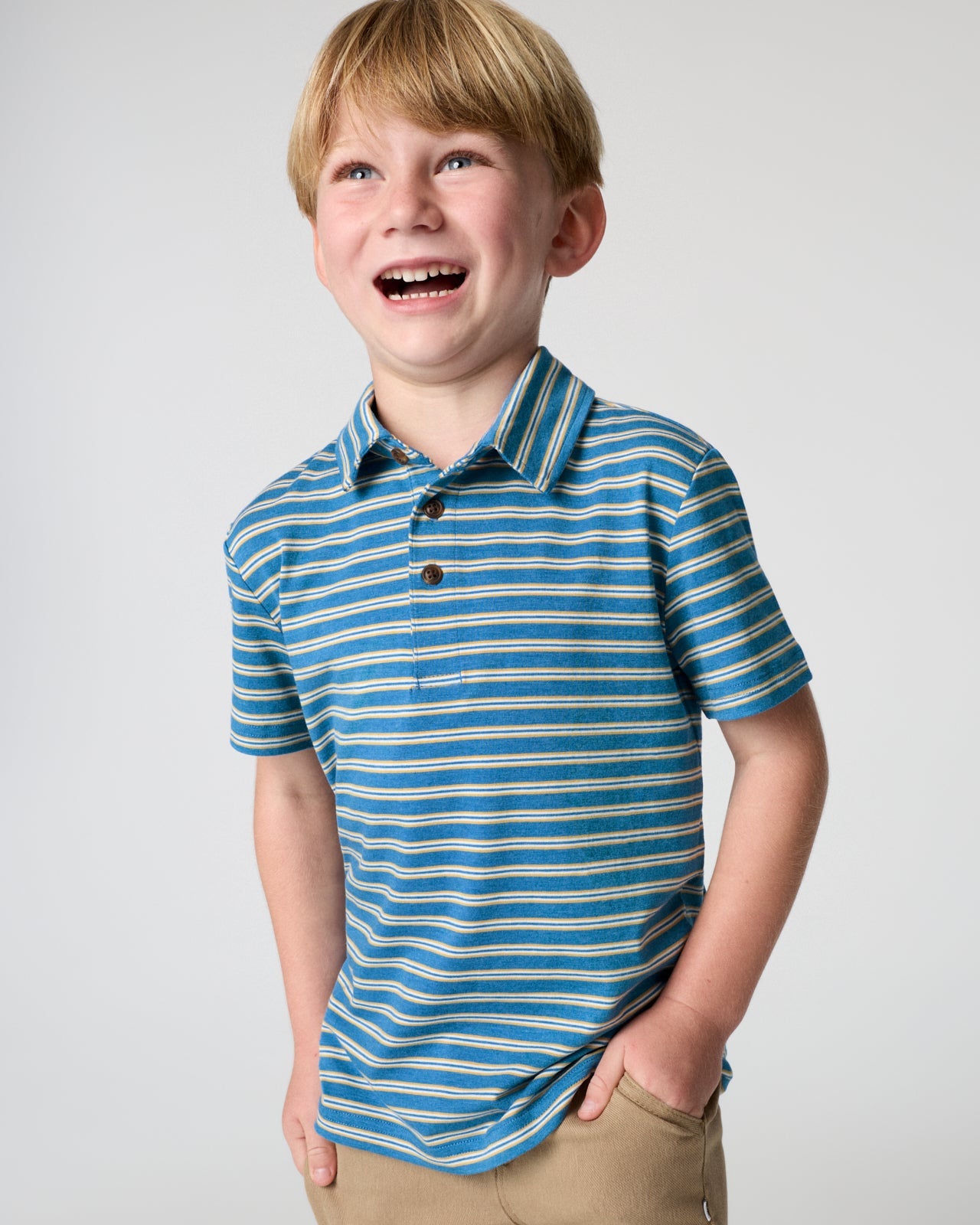 Jay Blue Heather Stripes Polo Shirt