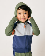 Moss Colorblock Zip Hoodie