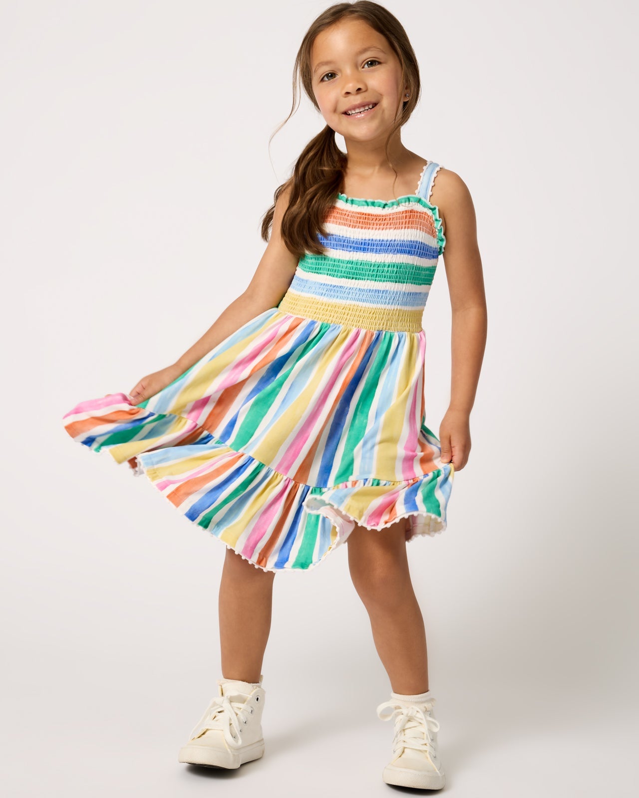 Rainbow Ribbon Smocked Tank Dress