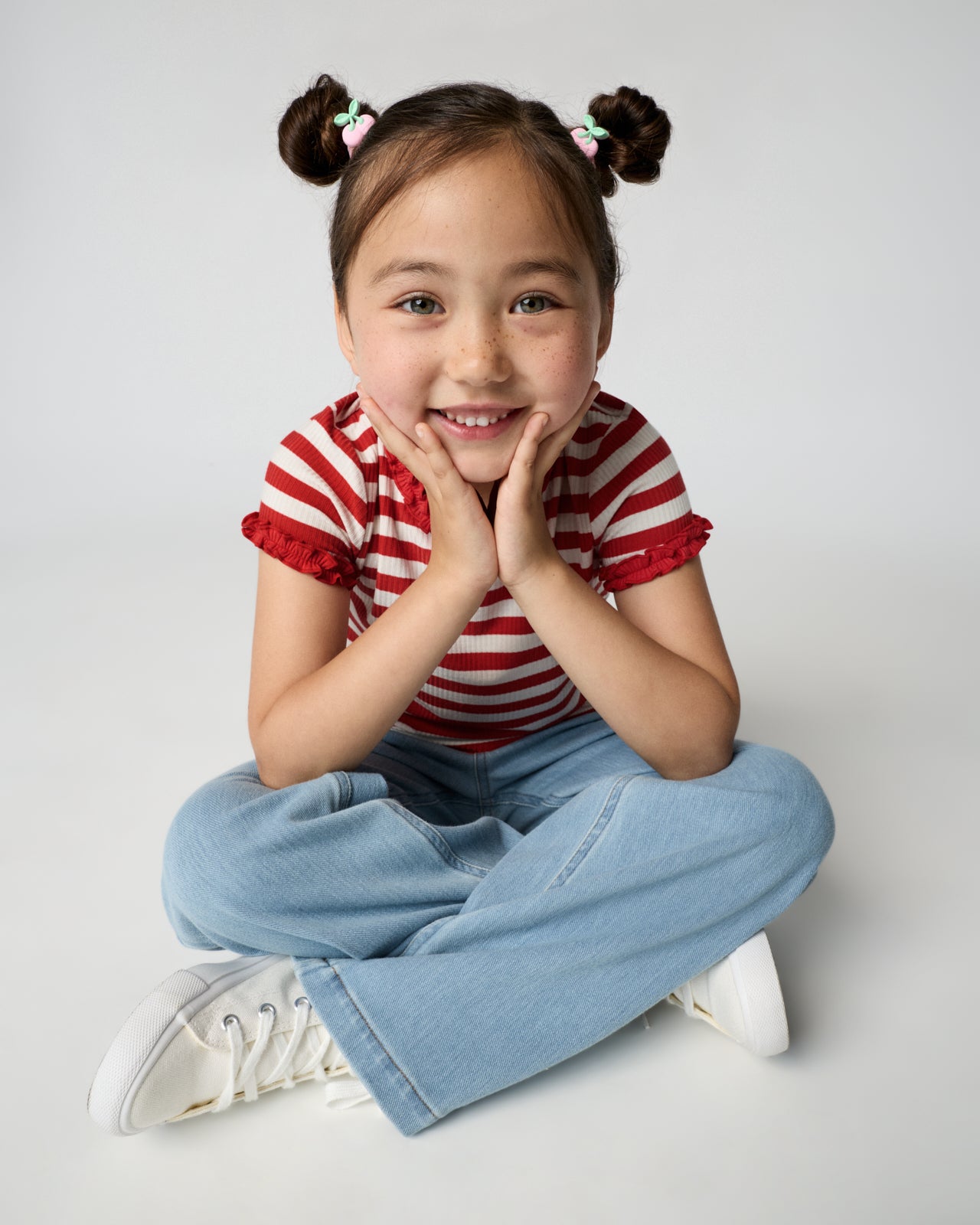 Red Ember Stripe Ribbed Ruffle Tee
