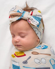 Little Chef Swaddle & Luxe Bow Headband Set