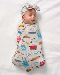 Little Chef Swaddle & Luxe Bow Headband Set