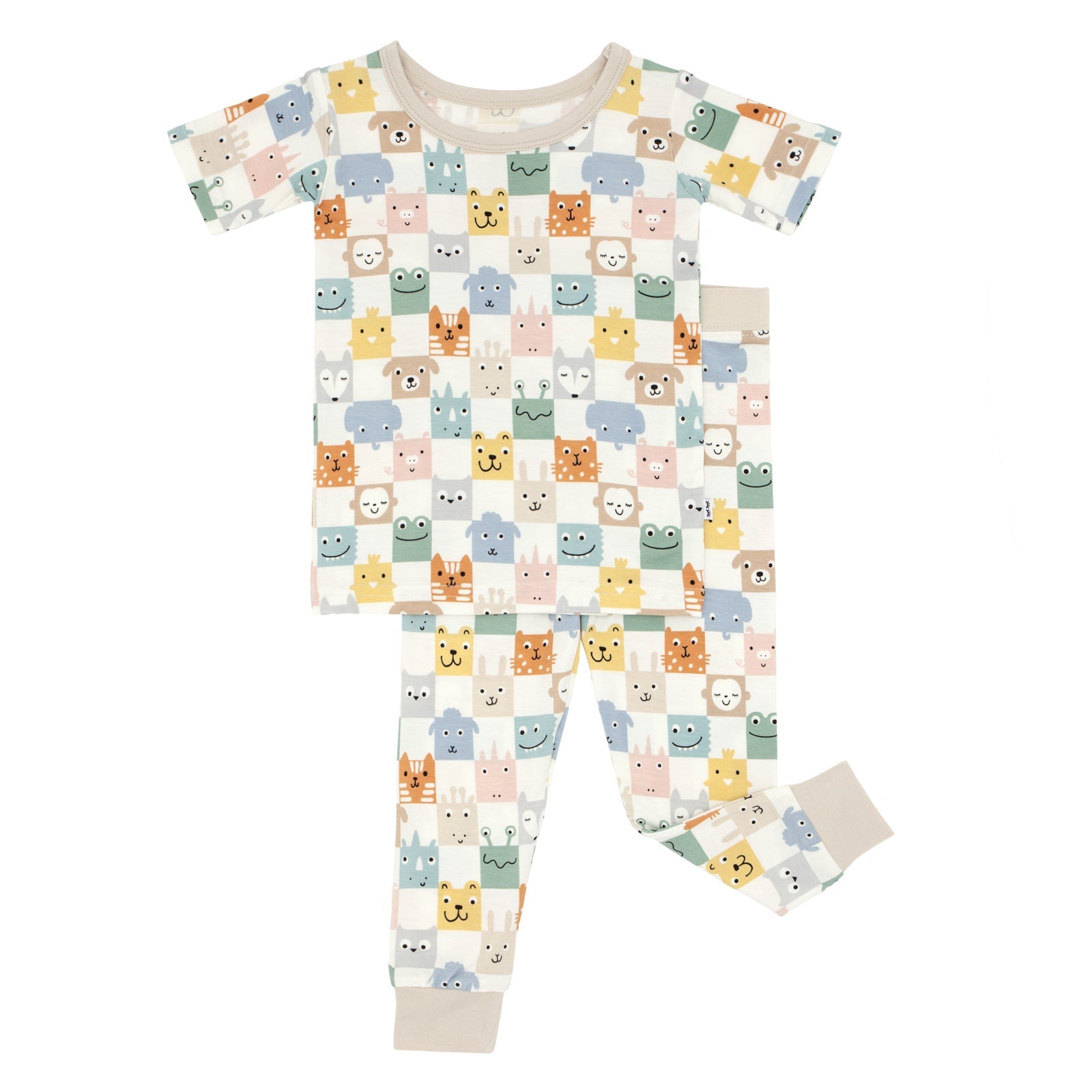 Check Mates Two-Piece Short Sleeve Pajama Set