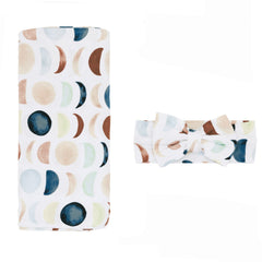Luna Neutral Swaddle & Luxe Bow Headband Set