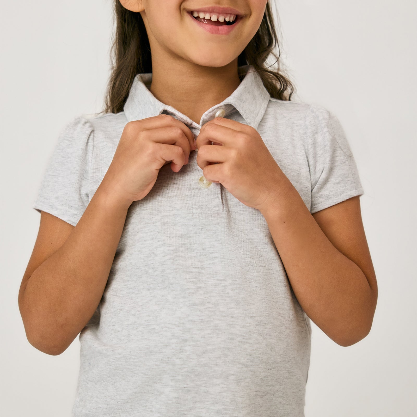 Light Heather Gray Puff Sleeve Polo