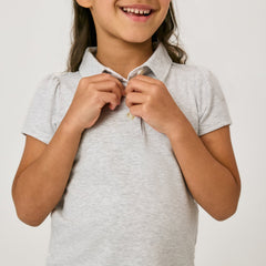 Light Heather Gray Puff Sleeve Polo