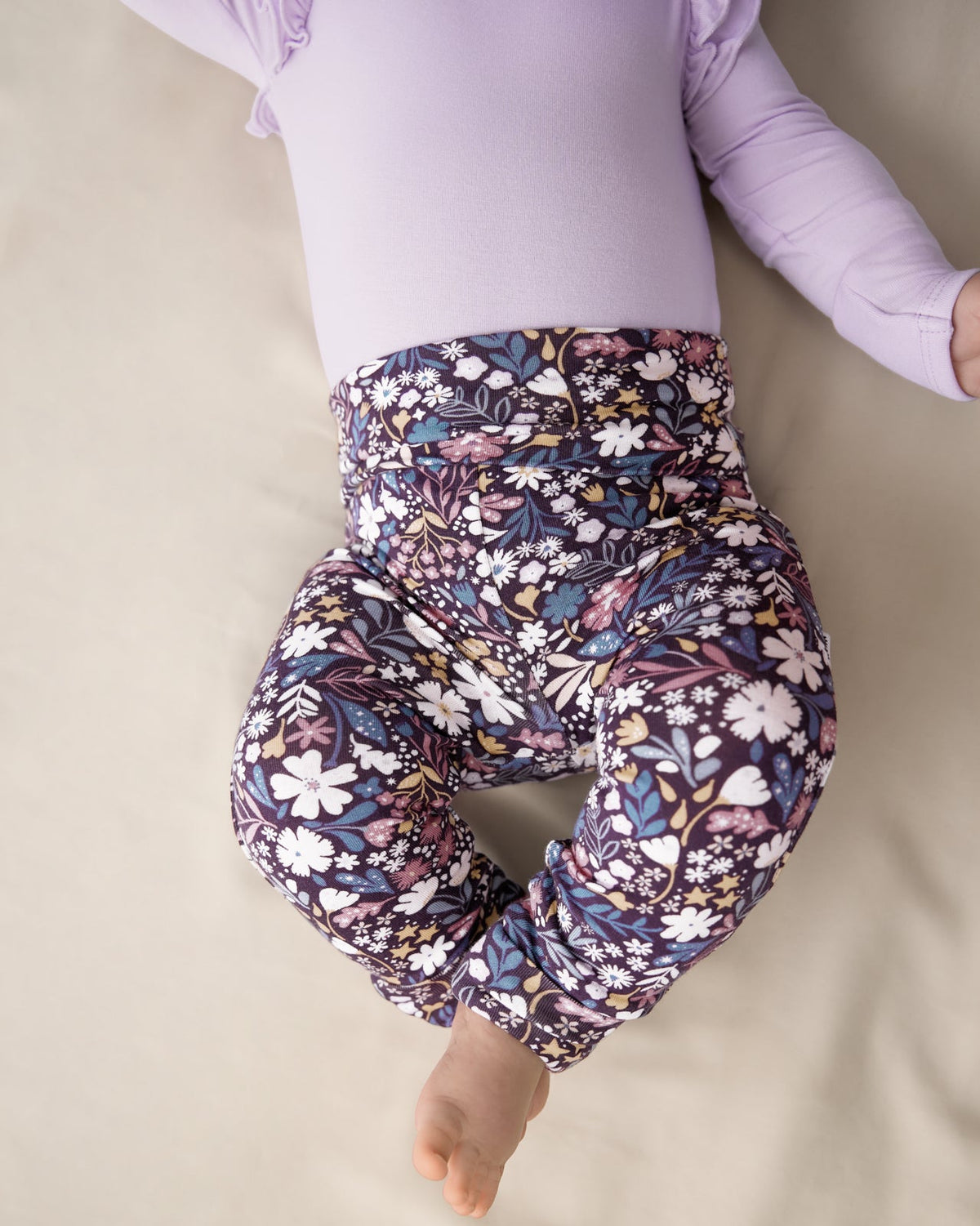 Midnight Petals Fold Over Legging