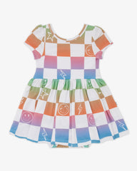Ombre Cheery Checks Skater Dress with Bodysuit