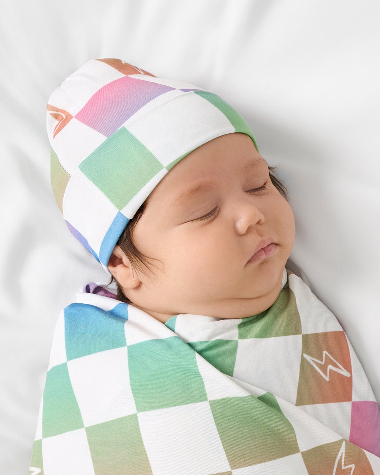 Ombre Cheery Checks Swaddle & Hat Set