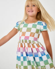 Ombre Cheery Checks Skater Dress