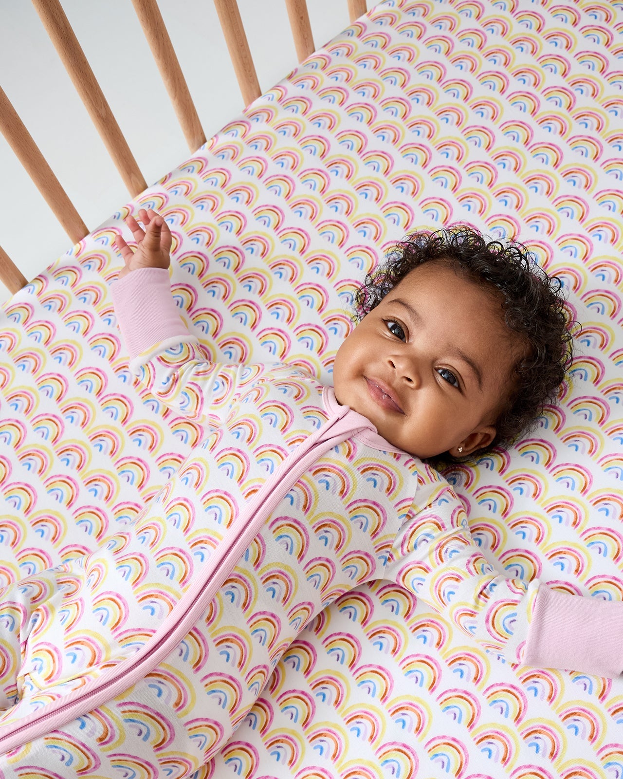 Pastel Rainbows Fitted Crib Sheet