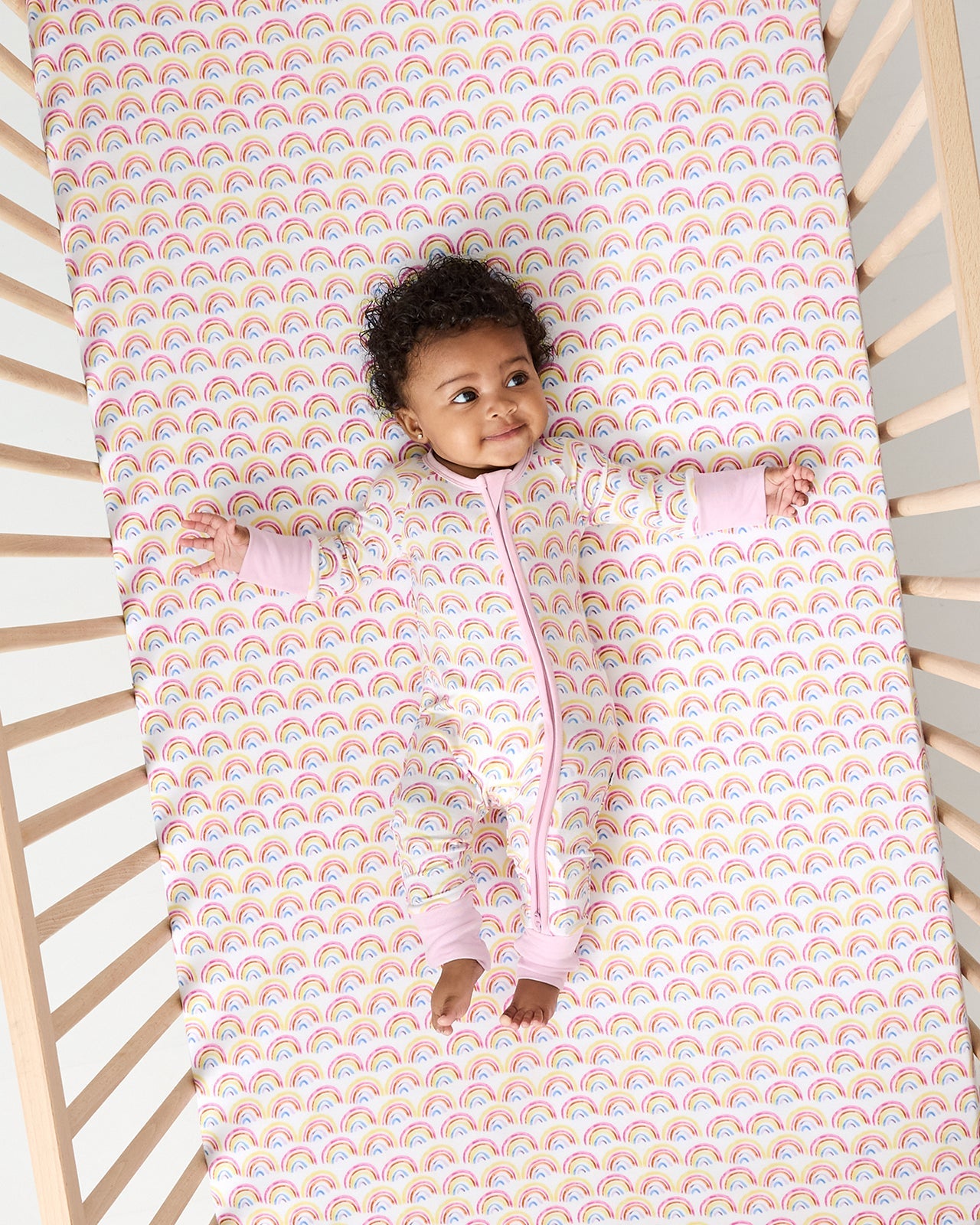 Pastel Rainbows Fitted Crib Sheet