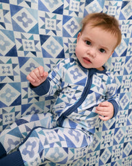 Patchwork Indigo Fitted Crib Sheet