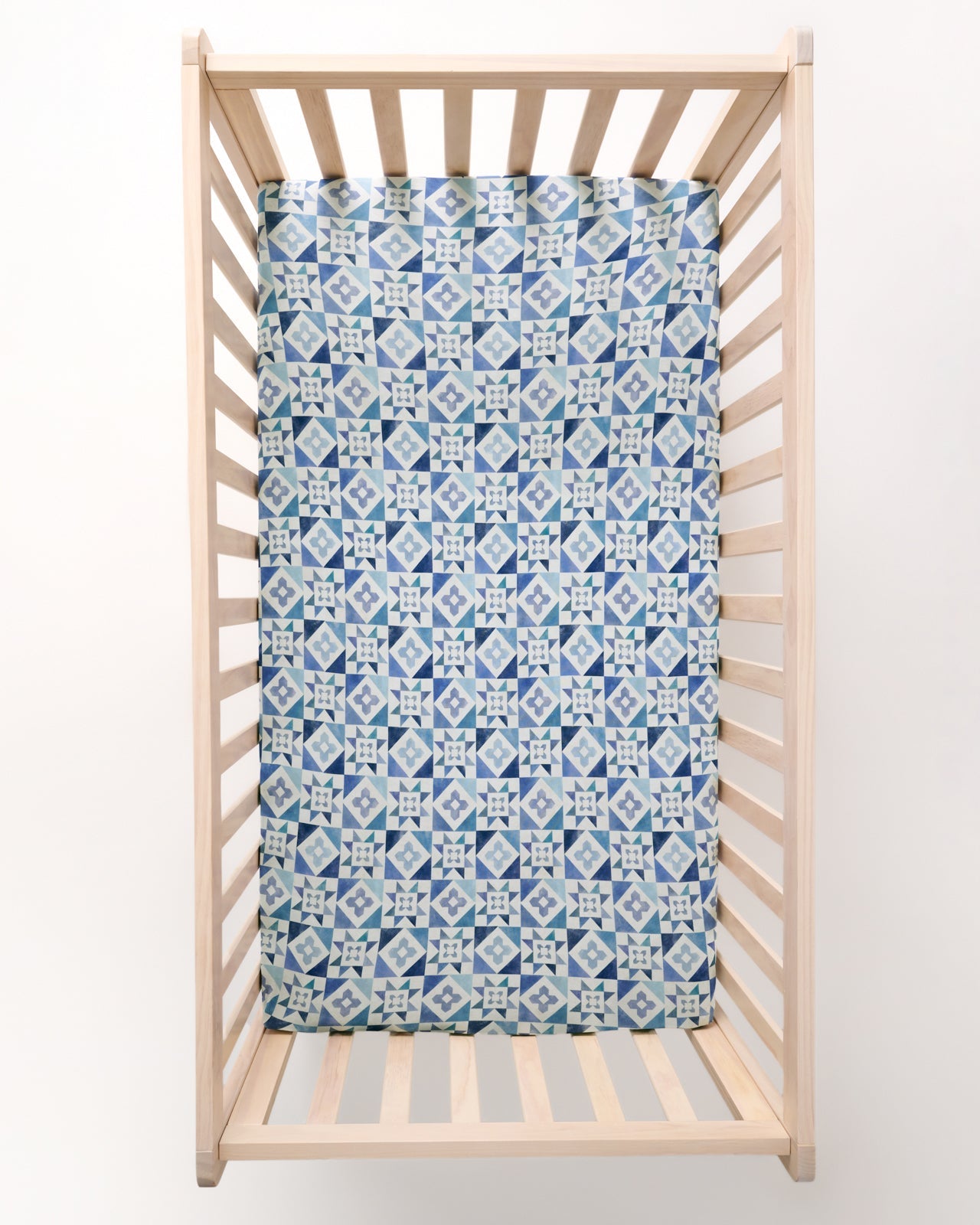 Patchwork Indigo Fitted Crib Sheet