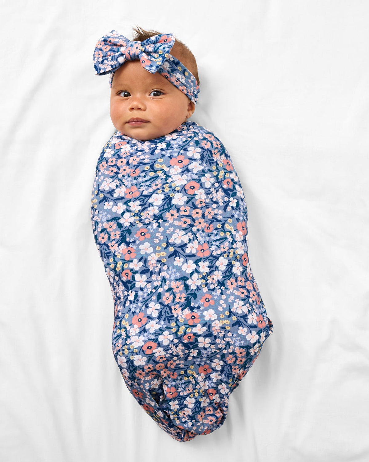 Petite Petals Swaddle & Luxe Bow Headband Set