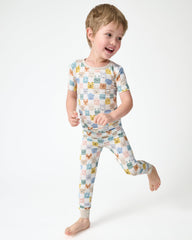 Check Mates Two-Piece Short Sleeve Pajama Set
