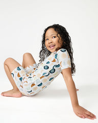 Luna Neutral Two-Piece Short Sleeve & Shorts Pajama Set