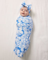 Azure Garden Swaddle & Luxe Bow Headband Set