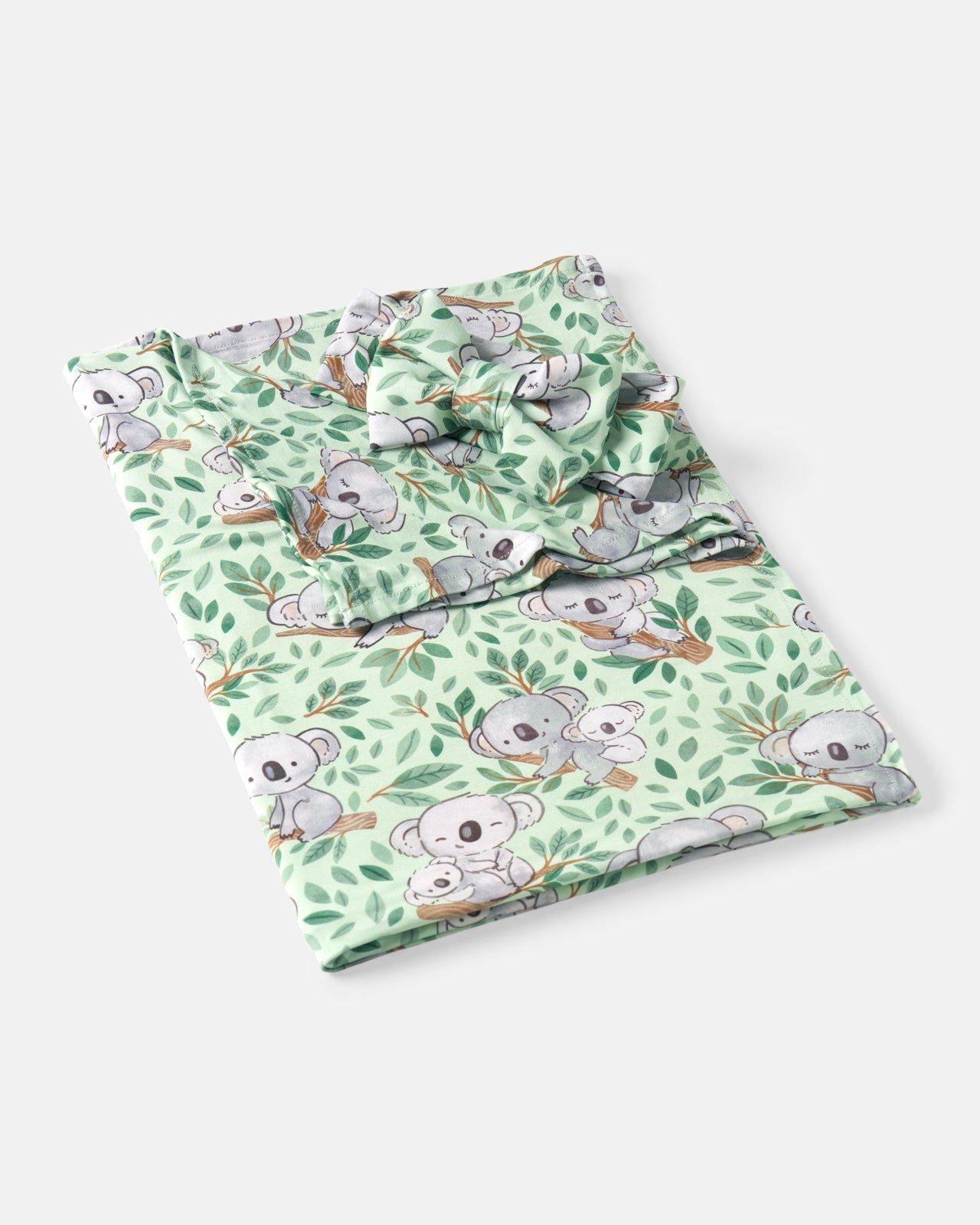 Koala Cuddles Swaddle & Luxe Bow Headband Set