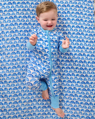 Blue Rainbows Fitted Crib Sheet