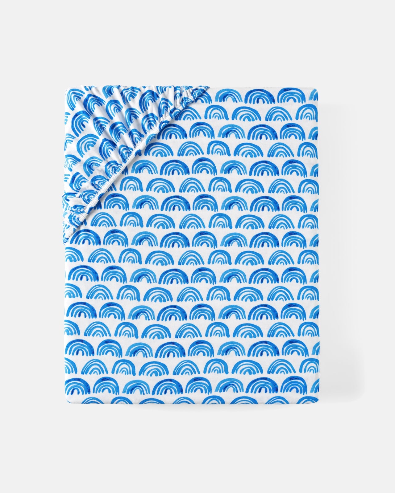 Blue Rainbows Fitted Crib Sheet