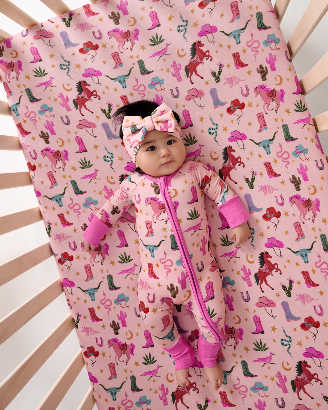Pink Rancher Roundup Fitted Crib Sheet