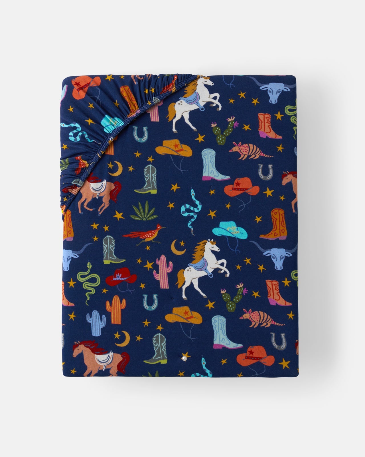 Blue Rancher Roundup Fitted Crib Sheet