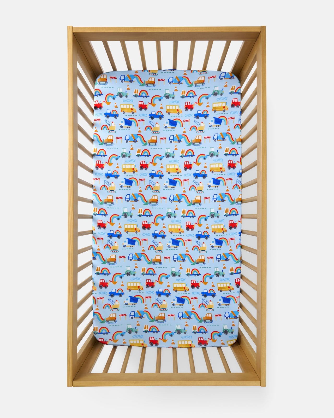 Rainbow Trucks Fitted Crib Sheet