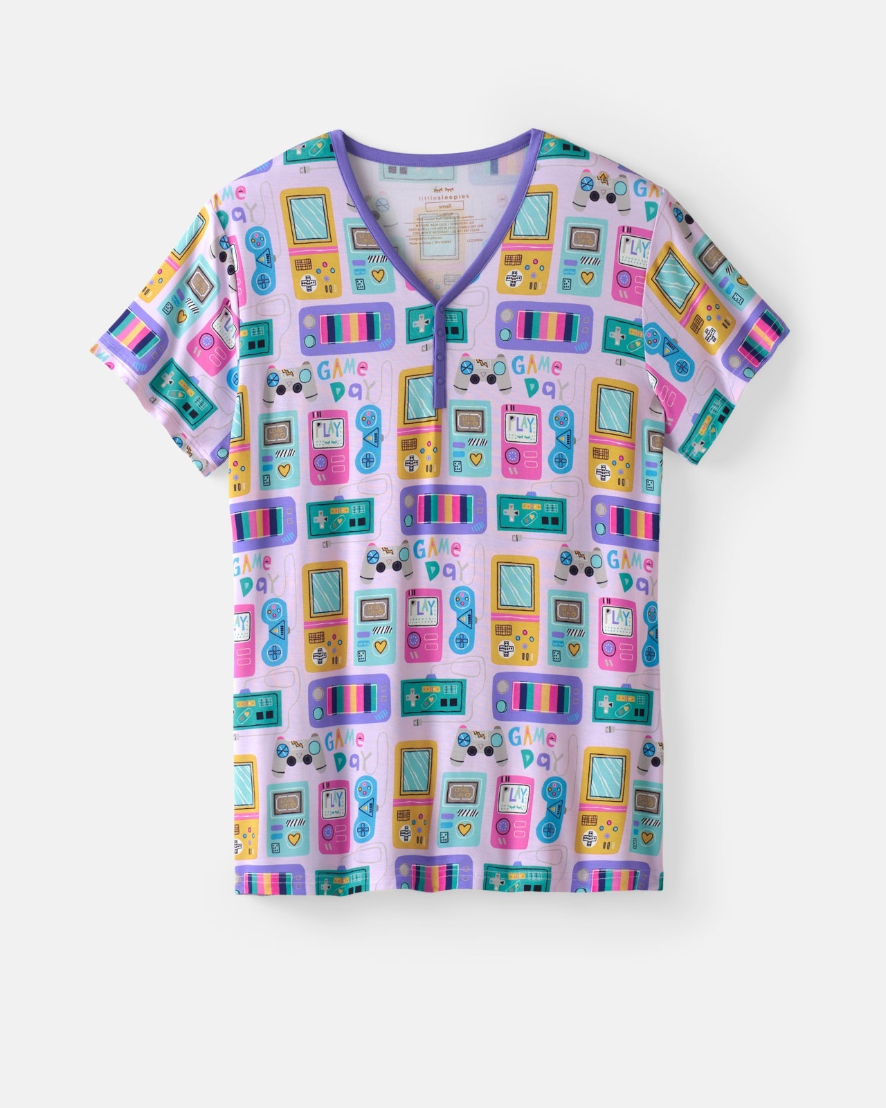 Purple Game On Women's Short Sleeve Pajama Top