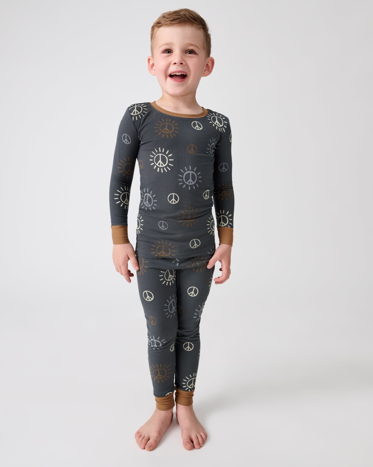 Peace & Love Ribbed Two-Piece Pajama Set