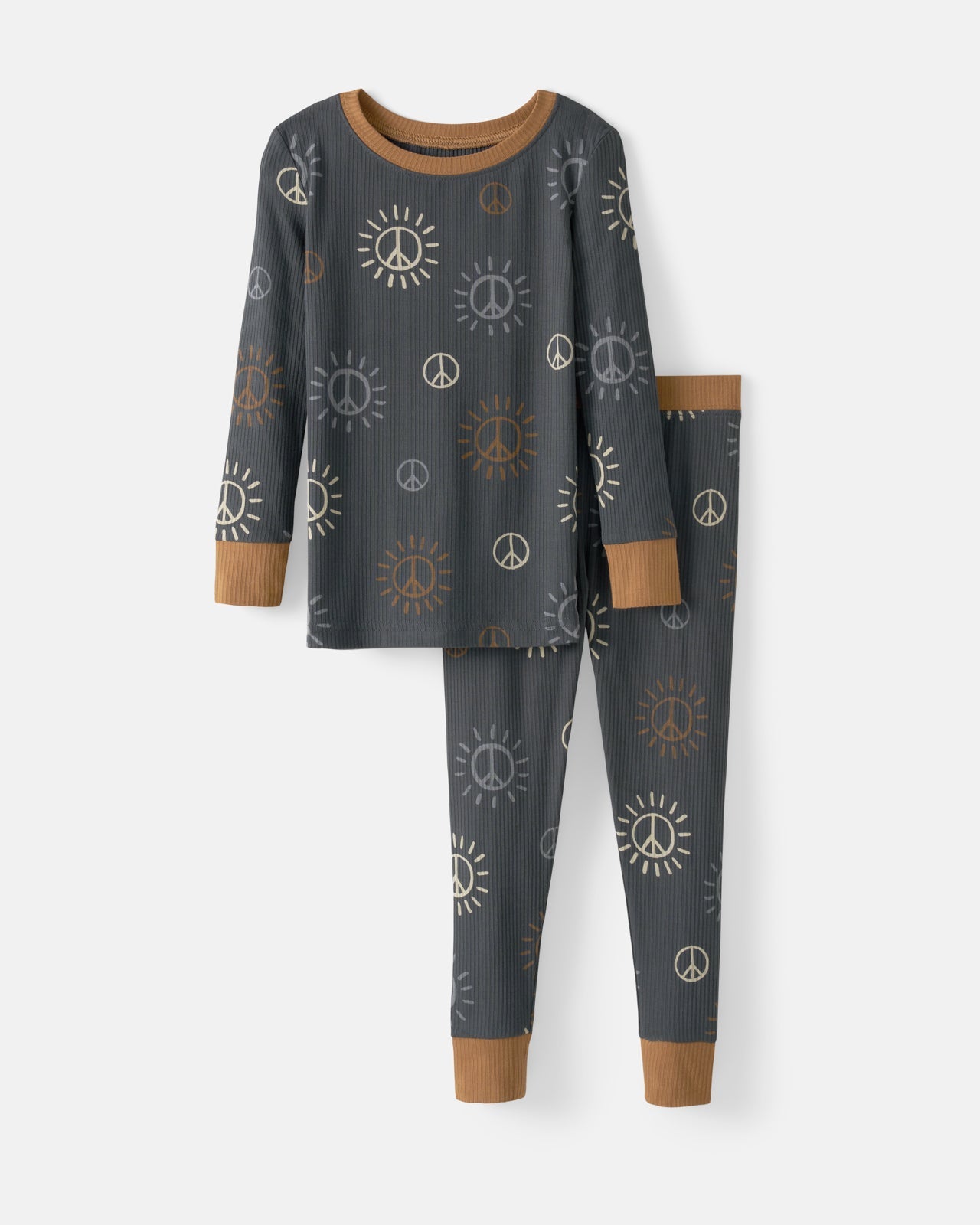 Peace & Love Ribbed Two-Piece Pajama Set
