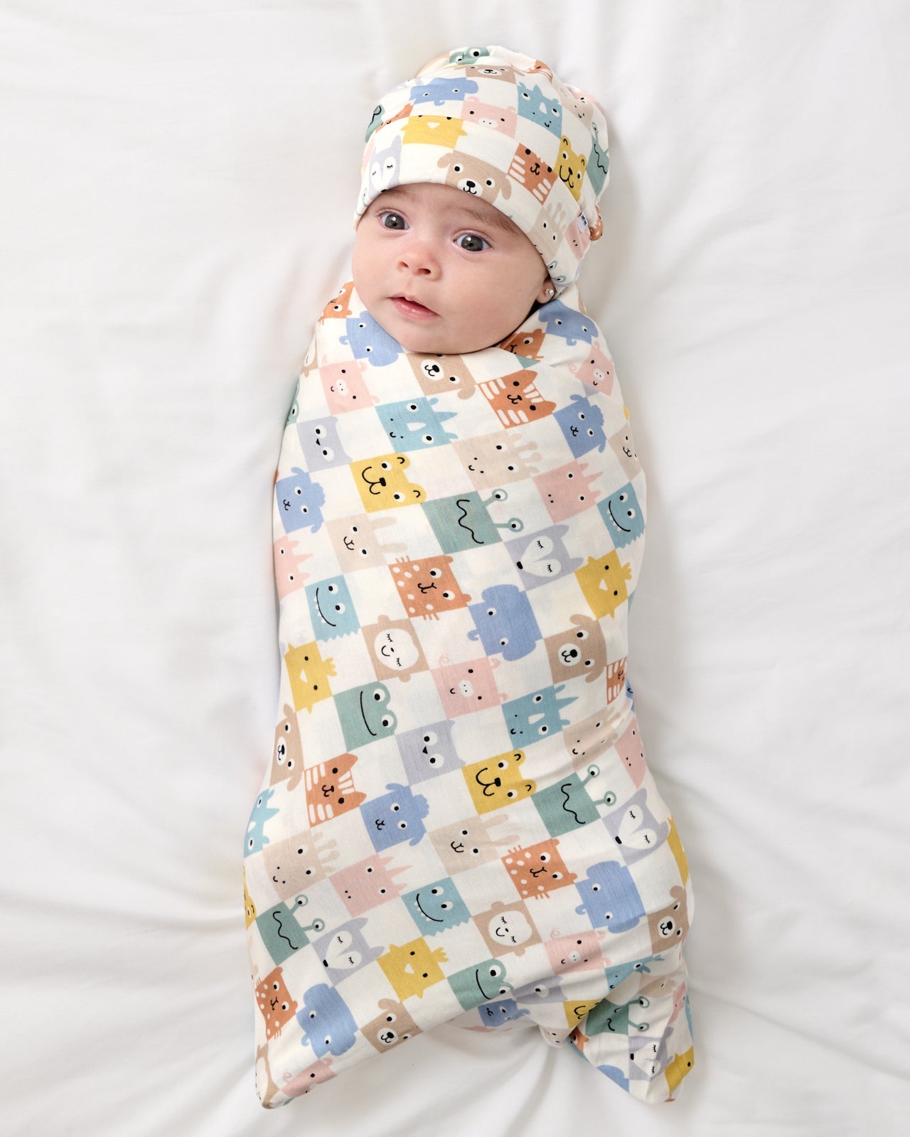Check Mates Swaddle & Beanie Set
