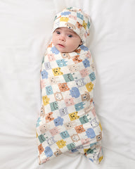 Check Mates Swaddle & Beanie Set