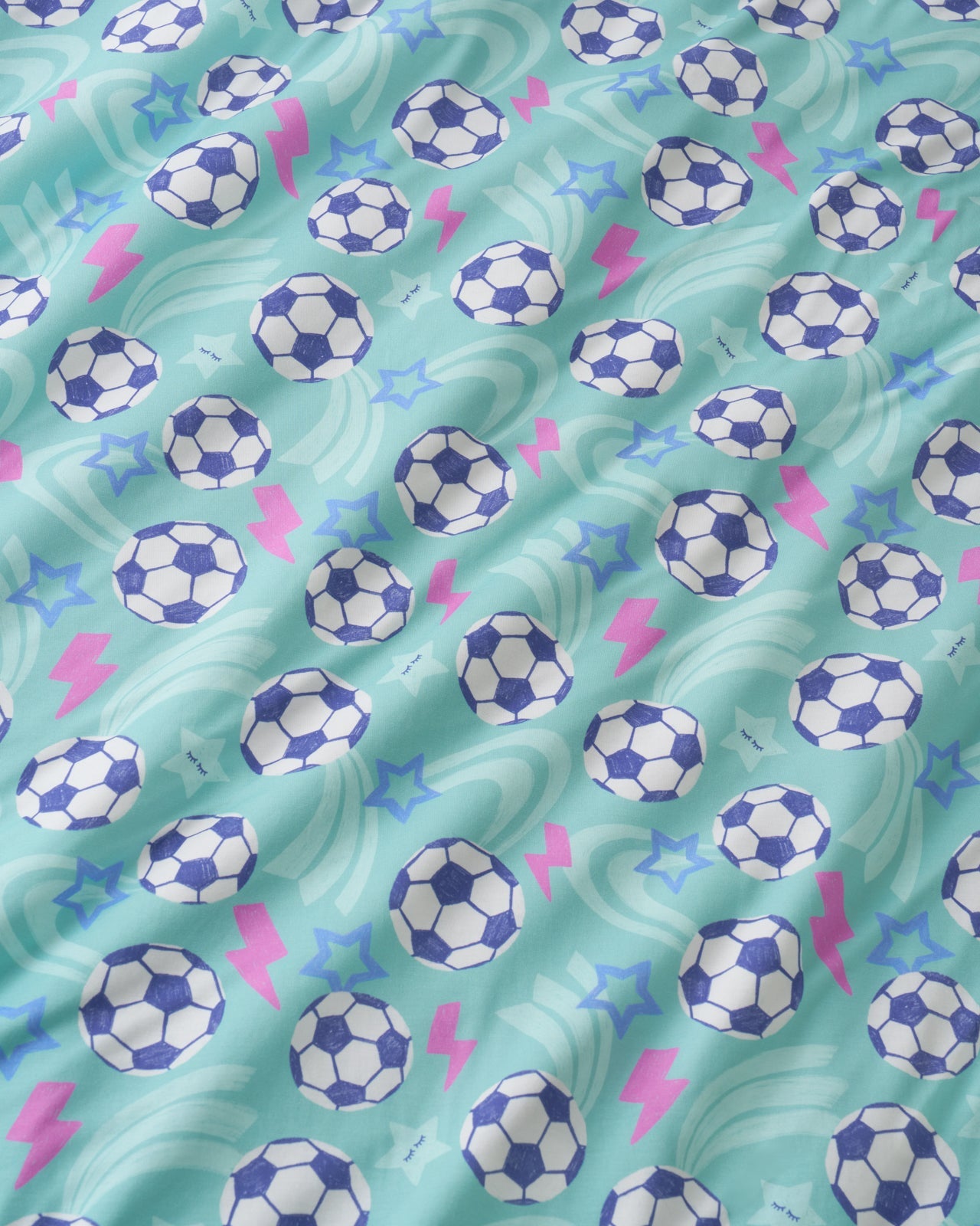 Aqua Soccer Stars Fitted Crib Sheet